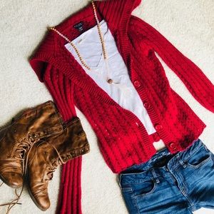 American Eagle Maroon Chunky Sweater